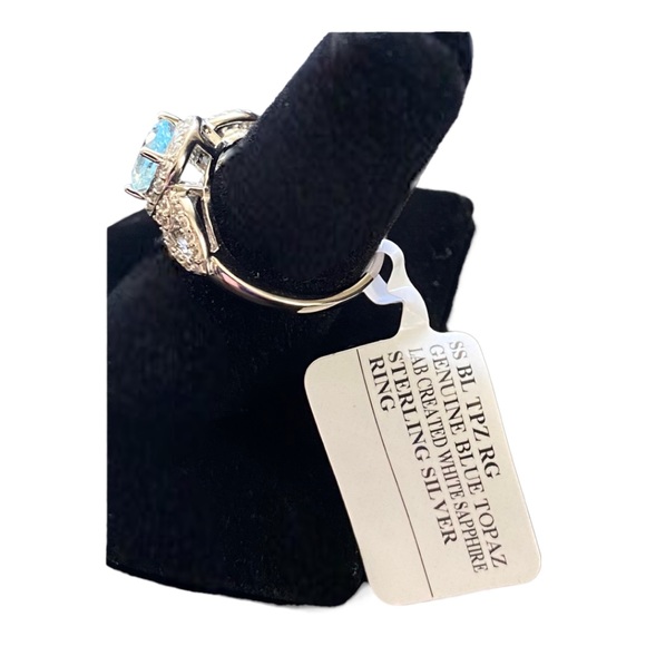 Womens Lab Created Blue Topaz Sterling Silver Cocktail Ring, Size 7, NWT - Picture 7 of 8